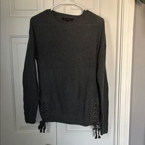Charcoal Lace-Up Side Sweater